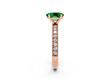 Rose gold Oval Cut Emerald Milgrain Pavé Engagement Ring with Four-Prong Setting_14