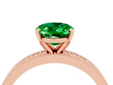 Rose gold Oval Cut Emerald Milgrain Pavé Engagement Ring with Four-Prong Setting_16