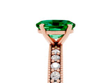 Rose gold Oval Cut Emerald Milgrain Pavé Engagement Ring with Four-Prong Setting_17