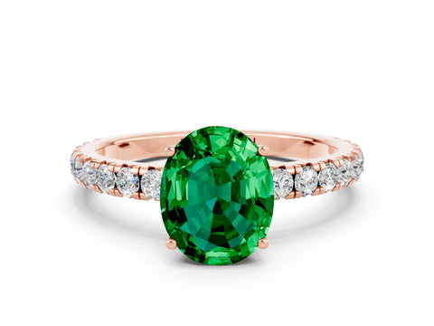 Rose gold Oval Cut Emerald Pavé Solitaire Engagement Ring with Four-Prong Setting_12