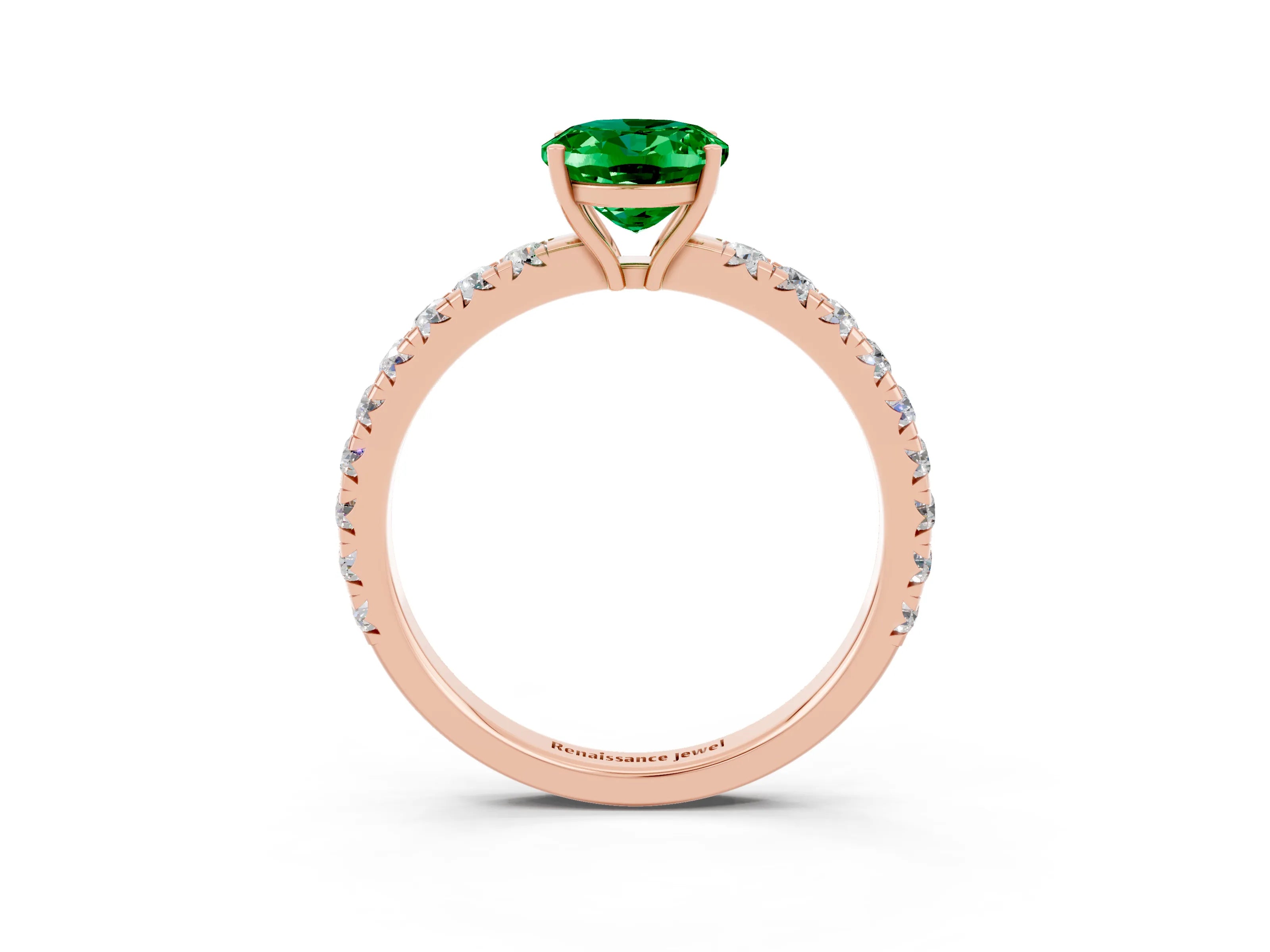 Rose gold Oval Cut Emerald Pavé Solitaire Engagement Ring with Four-Prong Setting_15