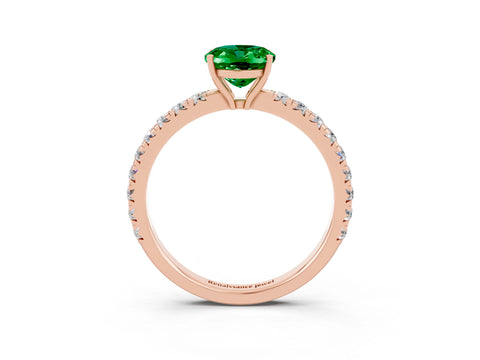 Rose gold Oval Cut Emerald Pavé Solitaire Engagement Ring with Four-Prong Setting_15