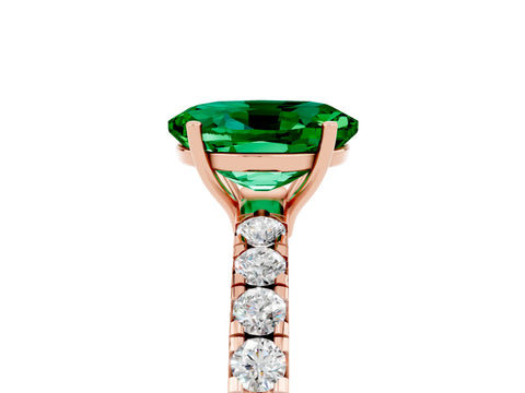 Rose gold Oval Cut Emerald Pavé Solitaire Engagement Ring with Four-Prong Setting_17