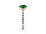 Rose gold Oval Cut Emerald Pavé Solitaire Ring with Round Band and Prong Setting_26