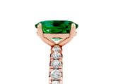 Rose gold Oval Cut Emerald Pavé Solitaire Ring with Round Band and Prong Setting_29