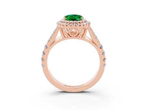 Rose gold Oval Cut Emerald Pavé Split Shank Double Halo Engagement Ring_3