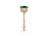 Rose gold Oval Cut Emerald Ring with Side Stones and Four-Prong Setting_74