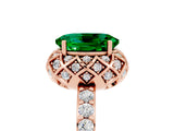 Rose gold Oval Cut Emerald Scalloped Halo Engagement Ring with Round Shared Prong Band_17