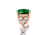 Rose gold Oval Cut Emerald Scattered Round Accent Ring with Prong Setting_17