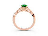 Rose gold Oval Cut Emerald Solitaire Celtic Knot Ring with Four-Prong Setting_15
