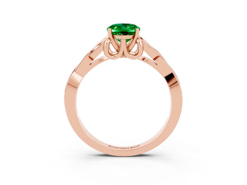 Rose gold Oval Cut Emerald Solitaire Celtic Knot Ring with Four-Prong Setting_15