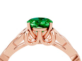 Rose gold Oval Cut Emerald Solitaire Celtic Knot Ring with Four-Prong Setting_16