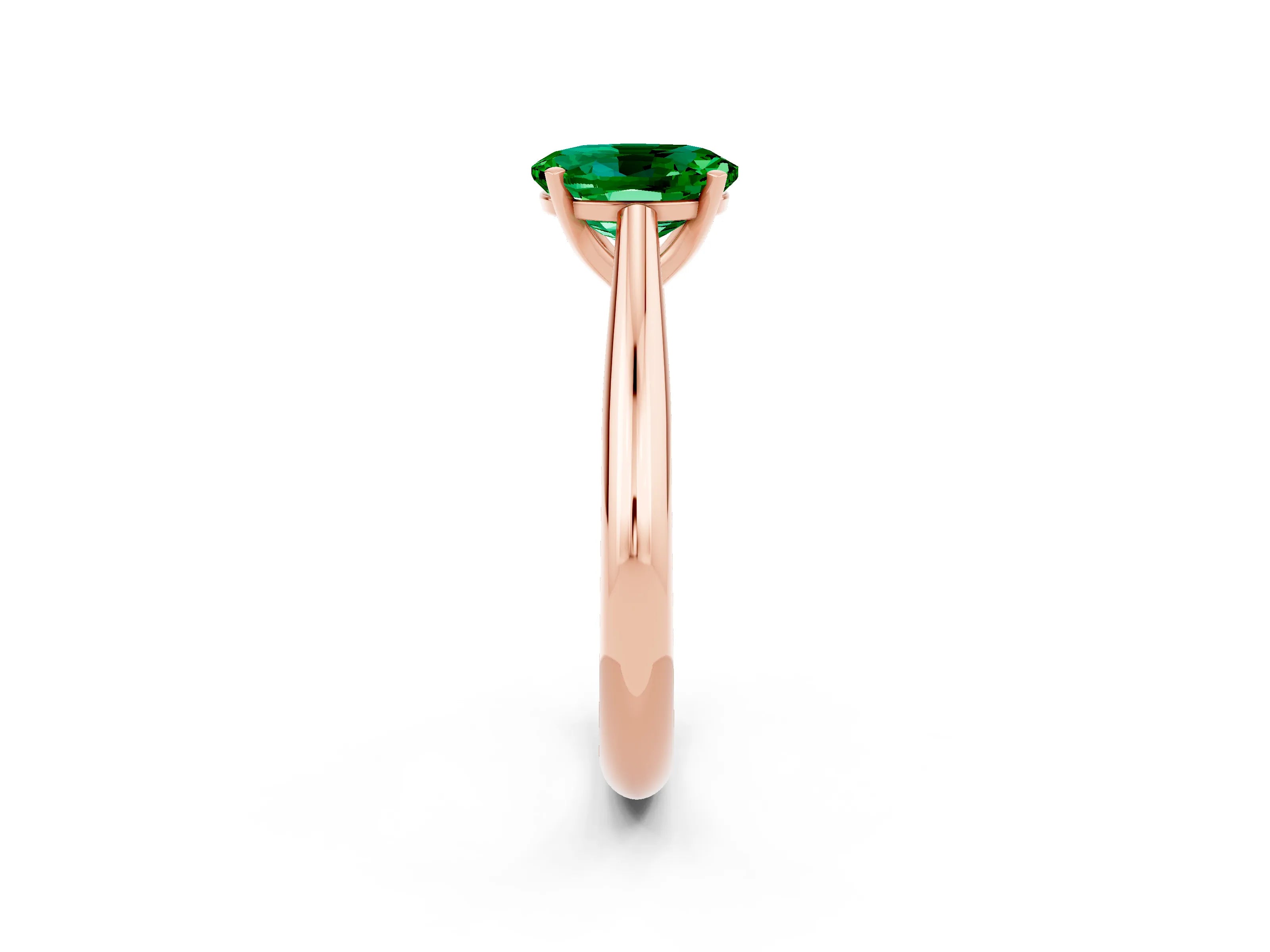 Rose gold Oval Cut Emerald Solitaire Engagement Ring with Cathedral Setting and Four-Prong Mount_14
