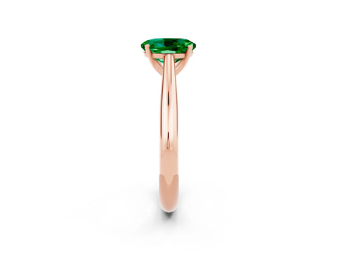 Rose gold Oval Cut Emerald Solitaire Engagement Ring with Cathedral Setting and Four-Prong Mount_14