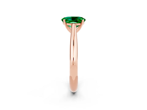 Rose gold Oval Cut Emerald Solitaire Engagement Ring with Cathedral Setting and Four-Prong Mount_20