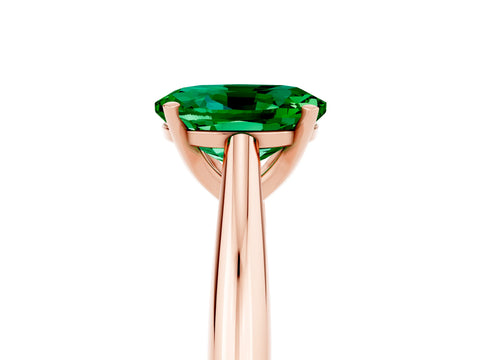 Rose gold Oval Cut Emerald Solitaire Engagement Ring with Cathedral Setting and Four-Prong Mount_23