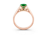 Rose gold Oval Cut Emerald Solitaire Engagement Ring with Cathedral Setting and Four-Prong Mount_27