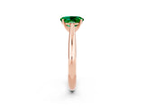 Rose gold Oval Cut Emerald Solitaire Engagement Ring with Cathedral Setting and Four-Prong Mount_86