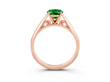 Rose gold Oval Cut Emerald Solitaire Engagement Ring with Cathedral Setting and Four-Prong Mount_87