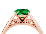 Rose gold Oval Cut Emerald Solitaire Engagement Ring with Cathedral Setting and Four-Prong Mount_88