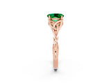 Rose gold Oval Cut Emerald Solitaire Engagement Ring with Celtic Knot Band and Four-Prong Setting_2