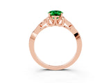 Rose gold Oval Cut Emerald Solitaire Engagement Ring with Celtic Knot Band and Four-Prong Setting_3