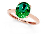 Rose gold Oval Cut Emerald Solitaire Engagement Ring with Classic Band and Four-Prong Setting_25