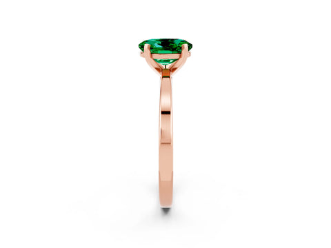 Rose gold Oval Cut Emerald Solitaire Engagement Ring with Classic Band and Four-Prong Setting_26