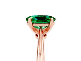 Rose gold Oval Cut Emerald Solitaire Engagement Ring with Classic Band and Four-Prong Setting_29