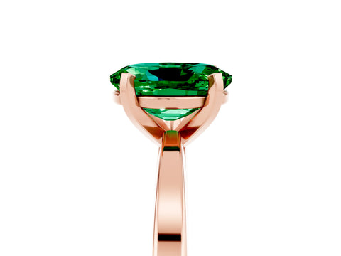 Rose gold Oval Cut Emerald Solitaire Engagement Ring with Classic Band and Four-Prong Setting_29