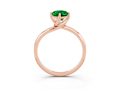 Rose gold Oval Cut Emerald Solitaire Engagement Ring with Four-Prong Setting and Classic Band_15