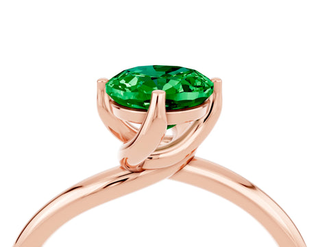 Rose gold Oval Cut Emerald Solitaire Engagement Ring with Four-Prong Setting and Classic Band_16