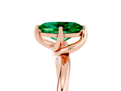 Rose gold Oval Cut Emerald Solitaire Engagement Ring with Four-Prong Setting and Classic Band_17
