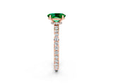 Rose gold Oval Cut Emerald Solitaire Engagement Ring with Pavé Band and Four-Prong Setting_2