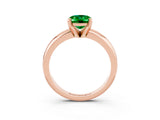 Rose gold Oval Cut Emerald Solitaire Engagement Ring with Round Band and Four-Prong Setting_3