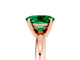 Rose gold Oval Cut Emerald Solitaire Engagement Ring with Round Band and Four-Prong Setting_5