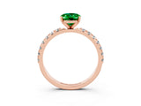 Rose gold Oval Cut Emerald Solitaire Pavé Band with Four-Prong Setting_3