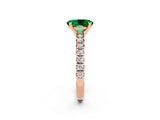 Rose gold Oval Cut Emerald Solitaire Pavé Engagement Ring with Round Band and Prong Setting_14