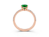 Rose gold Oval Cut Emerald Solitaire Pavé Engagement Ring with Round Band and Prong Setting_15