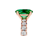 Rose gold Oval Cut Emerald Solitaire Pavé Engagement Ring with Round Band and Prong Setting_17