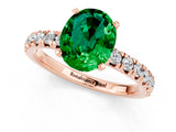 Rose gold Oval Cut Emerald Solitaire Pavé Engagement Ring with Round Band and Prong Setting_67