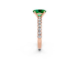 Rose gold Oval Cut Emerald Solitaire Pavé Engagement Ring with Round Band and Prong Setting_68