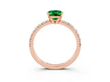 Rose gold Oval Cut Emerald Solitaire Pavé Engagement Ring with Round Band and Prong Setting_69