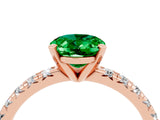 Rose gold Oval Cut Emerald Solitaire Pavé Engagement Ring with Round Band and Prong Setting_70