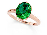 Rose gold Oval Cut Emerald Solitaire Ring with Flower Prong Setting and Classic Band_37