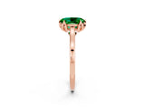 Rose gold Oval Cut Emerald Solitaire Ring with Flower Prong Setting and Classic Band_38