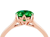 Rose gold Oval Cut Emerald Solitaire Ring with Flower Prong Setting and Classic Band_40