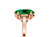 Rose gold Oval Cut Emerald Solitaire Ring with Flower Prong Setting and Classic Band_41