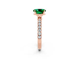 Rose gold Oval Cut Emerald Solitaire Ring with Pavé Accents and Four-Prong Setting_2