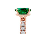 Rose gold Oval Cut Emerald Solitaire Ring with Pavé Accents and Four-Prong Setting_5